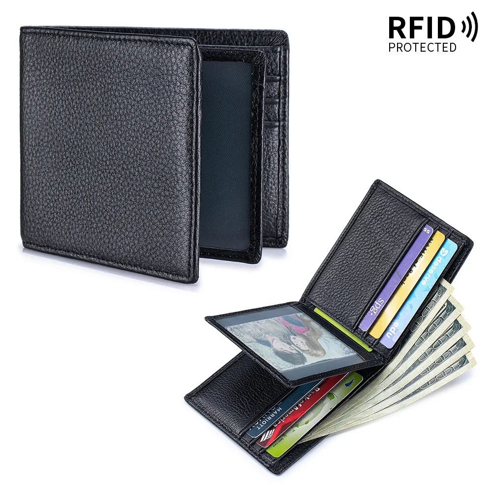 Multi Card Slot Ultrathin Mens Leather Wallet,Bifold Purse with ID Window & Bill Pocket, Slim Business Credit Card Holder Wallet