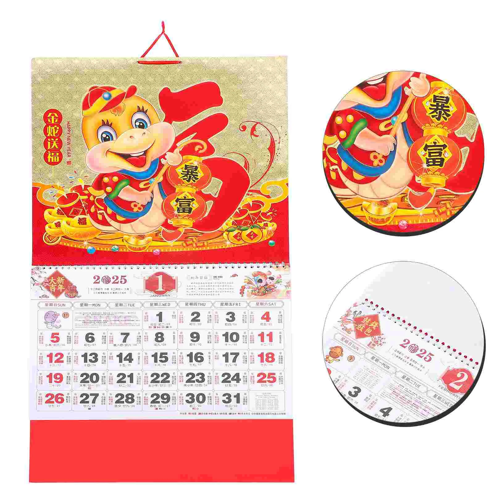 

2025 Chinese Zodiac Wall Calendar Snake Year Clear Printed Home Office Hanging Daily Monthly Planner Desk Calendar Printing