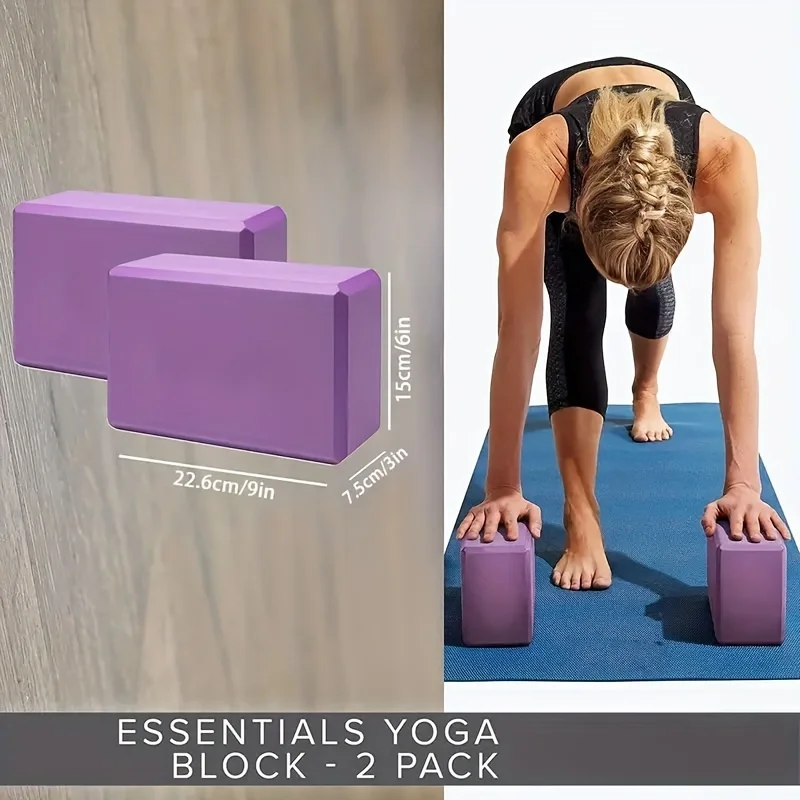 High Density EVA Yoga Brick, Solid Color Sports Brick, for Dance, Stretching and Posture, 1 Pack (Blue, Purple, Pink)