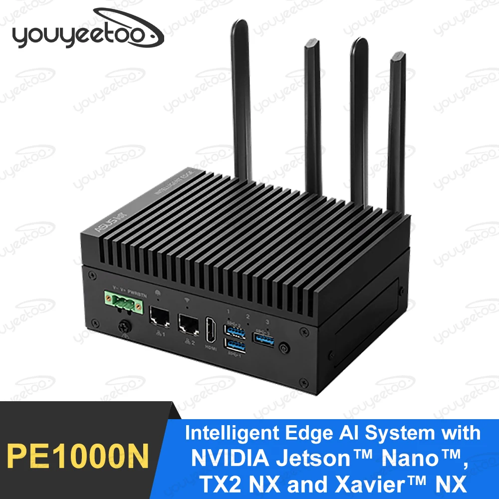 

ASUS PE1000N AI Edge Computer, Optional NVIDIA Jetson Nano, TX2 NX and Xavier NX AI Module Built-in WIFI BT Ubuntu Desktop OS