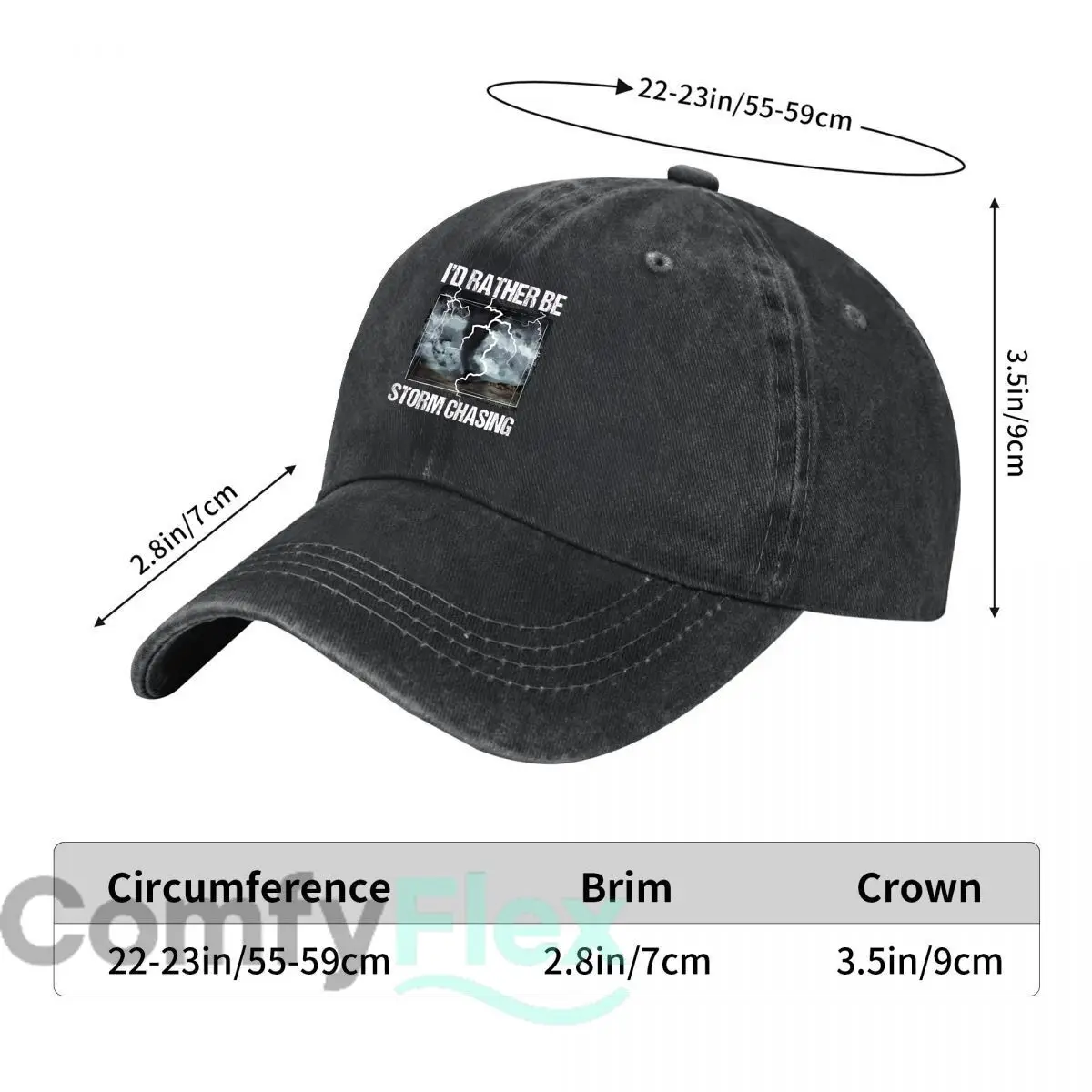 Tornado Thunderstorm Storm Chaser Graphic Baseball Cap Men Women Distressed Washed Sun Cap Outdoor Workouts Hat