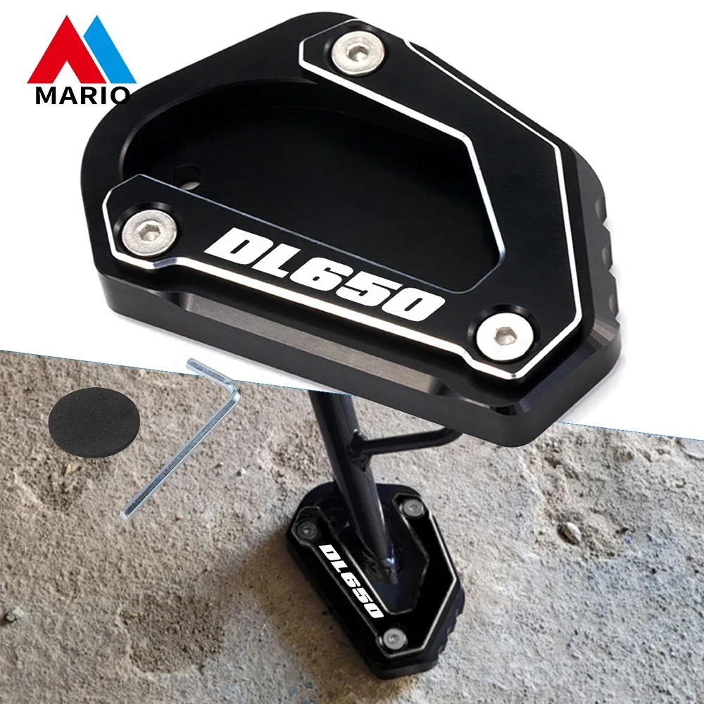 Motorcycle CNC Kickstand Foot Side Stand Extension Pad Support Plate For V-STROM 650/XT VSTROM 650 DL650 DL 2004-2022