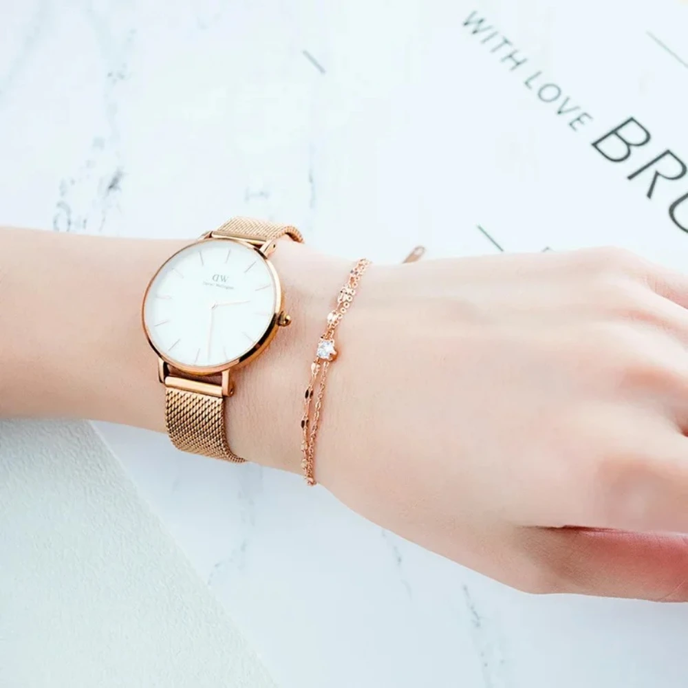 Double-Layer Women\'s Bracelet Cubic Zirconia Adjustable Chain Link Rose Gold Silver Color for Anniversary Party Sister Jewelry