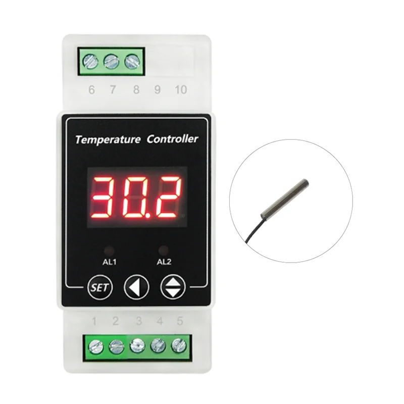 

Y42A-LED Рельсовый термостат AC220V 2-полосное реле с реле Выходной DIN-рейкой Контроллер для отопления и охлаждения Цилиндрический P