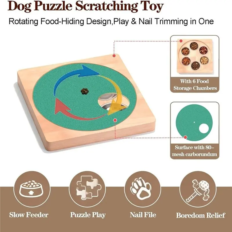 ABVG-Dog Interactive Treat Box Wooden Dog Nail File Board Wooden Nails File Board