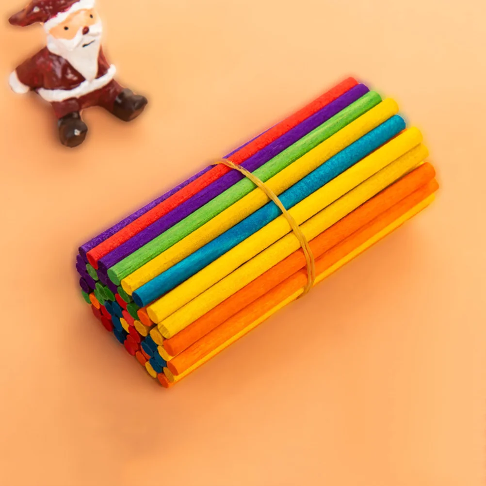 

80Pcs Small Wooden Sticks Colored Popsicles Stick for Ice Pops Craft Activities Holiday Fun Restaurant Dessert Presentation