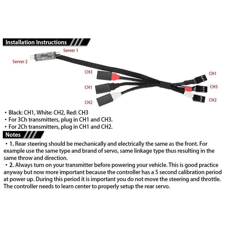 Linha de controle de direção de 4 rodas para controle remoto carro, 4ws, cabo servo controle, para carro rastreador, 1/8, 1/10, 1/18, 1/24