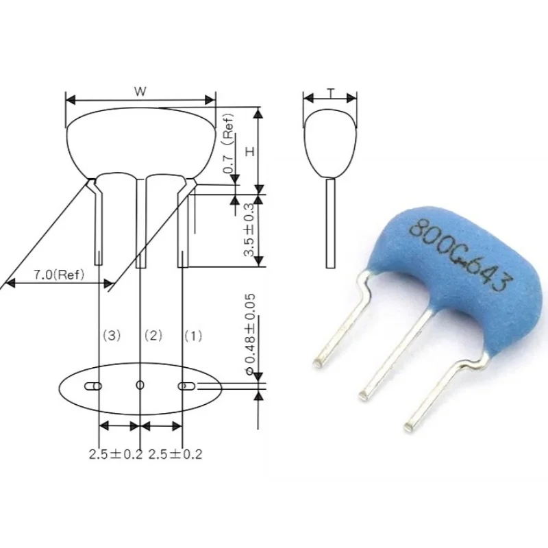 10pcs CSTLS8M00G53-B0 DIP-3 Ceramic Resonator 3pin 4/6/8/10/16M 20MHZ