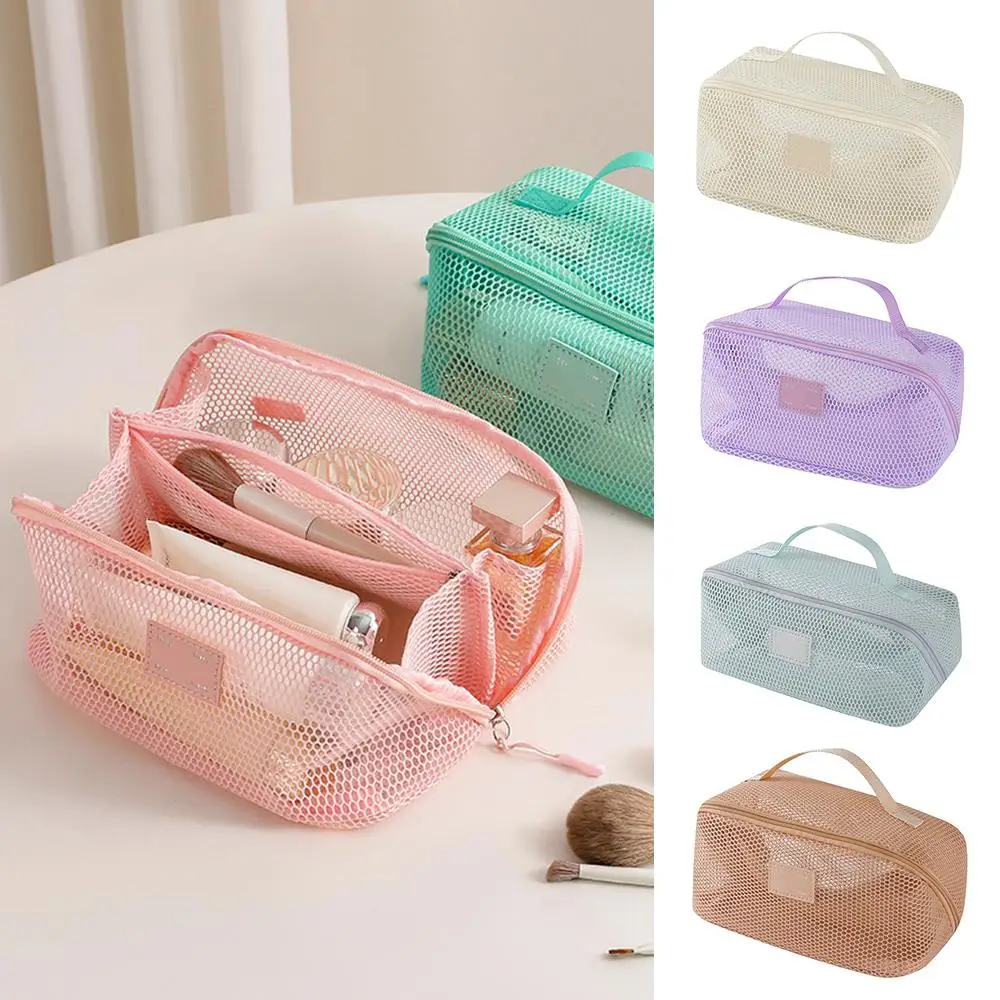 

Cosmetic Bag Toiletry Kit Case Storage Pouch Organizer Bag Zip Mesh Useful Supplies Hand-held Items Large Capacity Makeup Bag