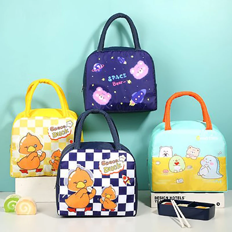Portable Cartoon Tote Thermal Lunch Box Bag Aluminum Foil Office Student Bento Storage Insulation Bags Cooler Lunch Bag