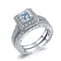 Real 18k Gold Diamond Ring for Women To Couple Rings 2pcs Gemstone Anillos De Wedding Diamante Engagement Jewelry Fine Ring Box