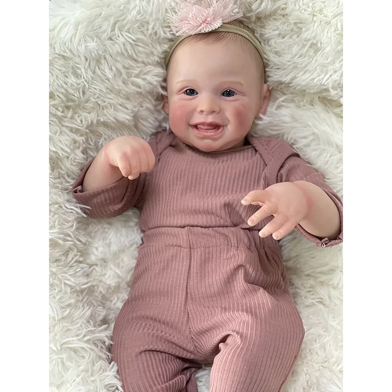 49cm Reborn Doll Harper Soft Cloth Body Handmade Lifelike Baby Doll 3D Skinwith Genesis Paint Visible Veins Bebe Reborn Supply