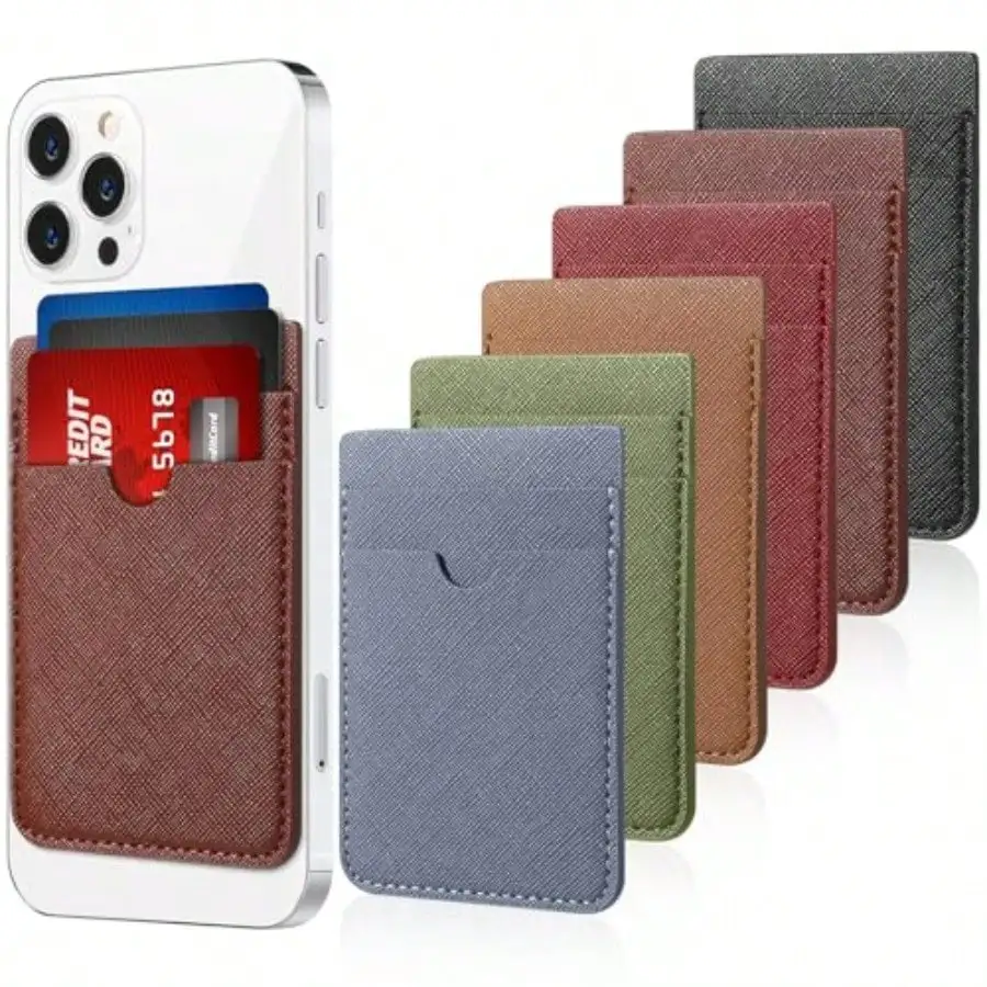 

6 Pcs Phone Card Holder RFID PU Leather Stick-On Cell Phone Wallet For Business ID Credit Cards Compatible For Most Smartphones Unisex-Adults 2.6 X 3.8 In Solid, Colorful