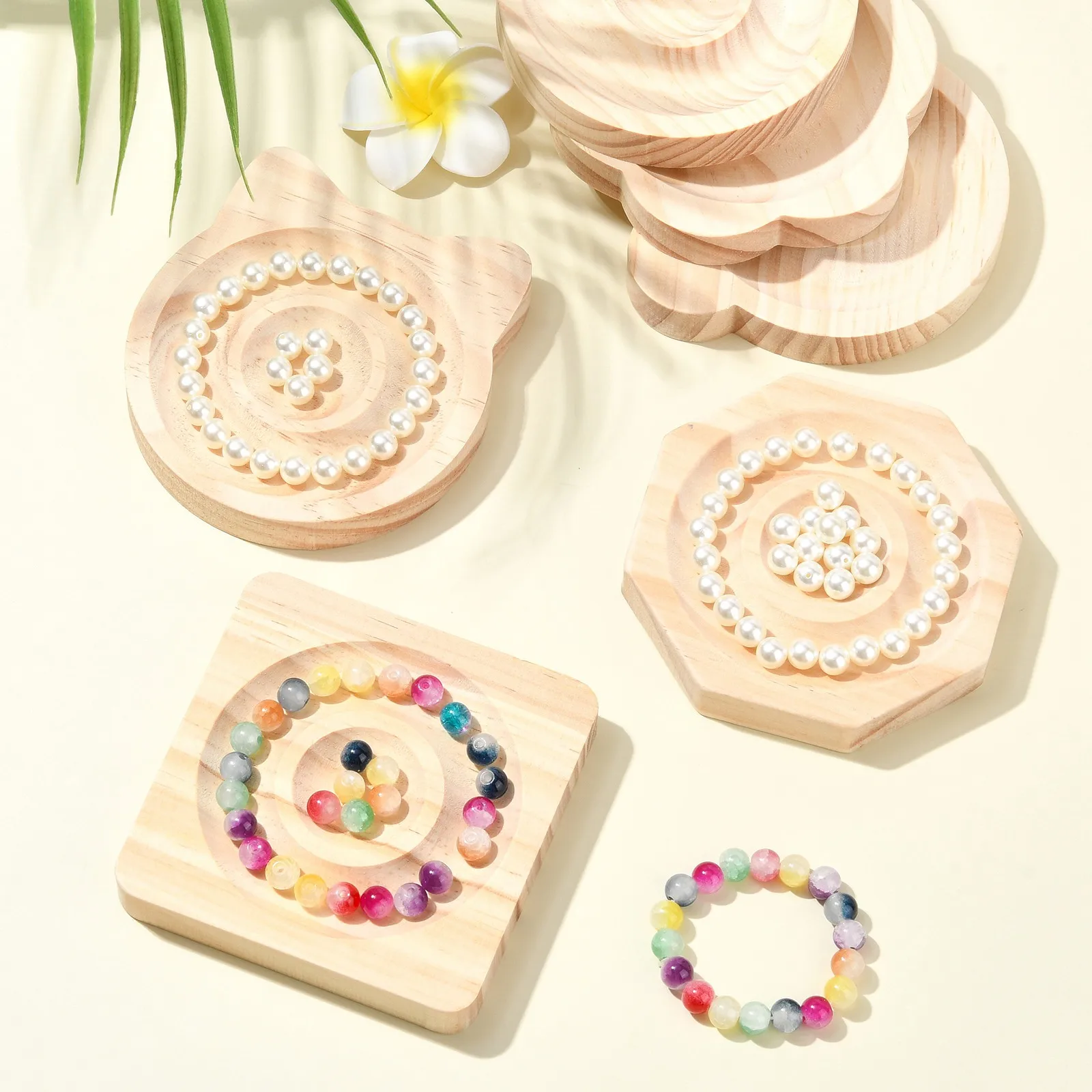 PandaHall 6-teiliges Perlenboard Holz-Armband-Designboard Perlen-Schmuck-Organizer-Tablett für Schmuckherstellung Armband-Zubehör – Detail 5