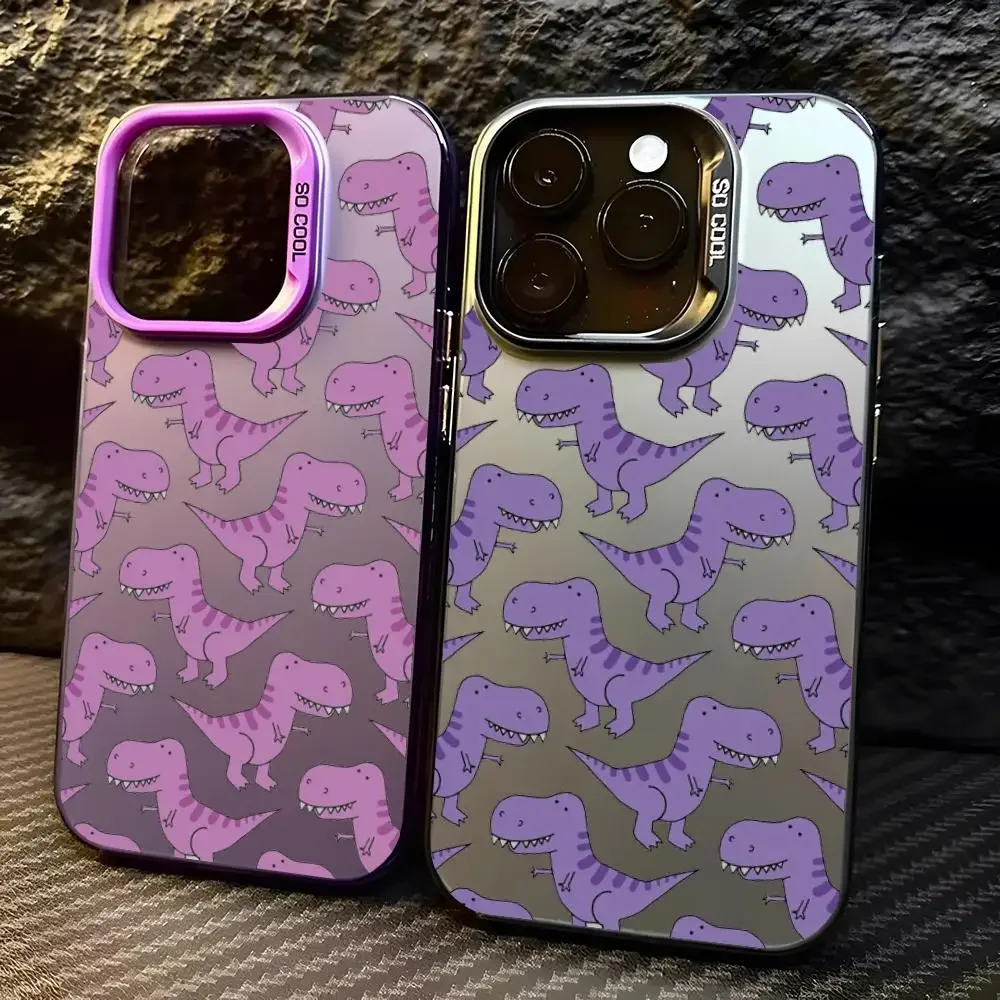 

Cartoon Dinosaur phone case for iPhone 16 15 14 13 12 11 Pro/ Max/Plus shock-proof rear cover anti-fingerprint