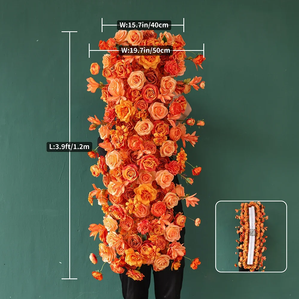 Arch Artificial Flowers Arrangement Wedding Event Decoration High-end Orange Rose Sztuczne Kwiaty Welcome Backdrop Decor HY2531