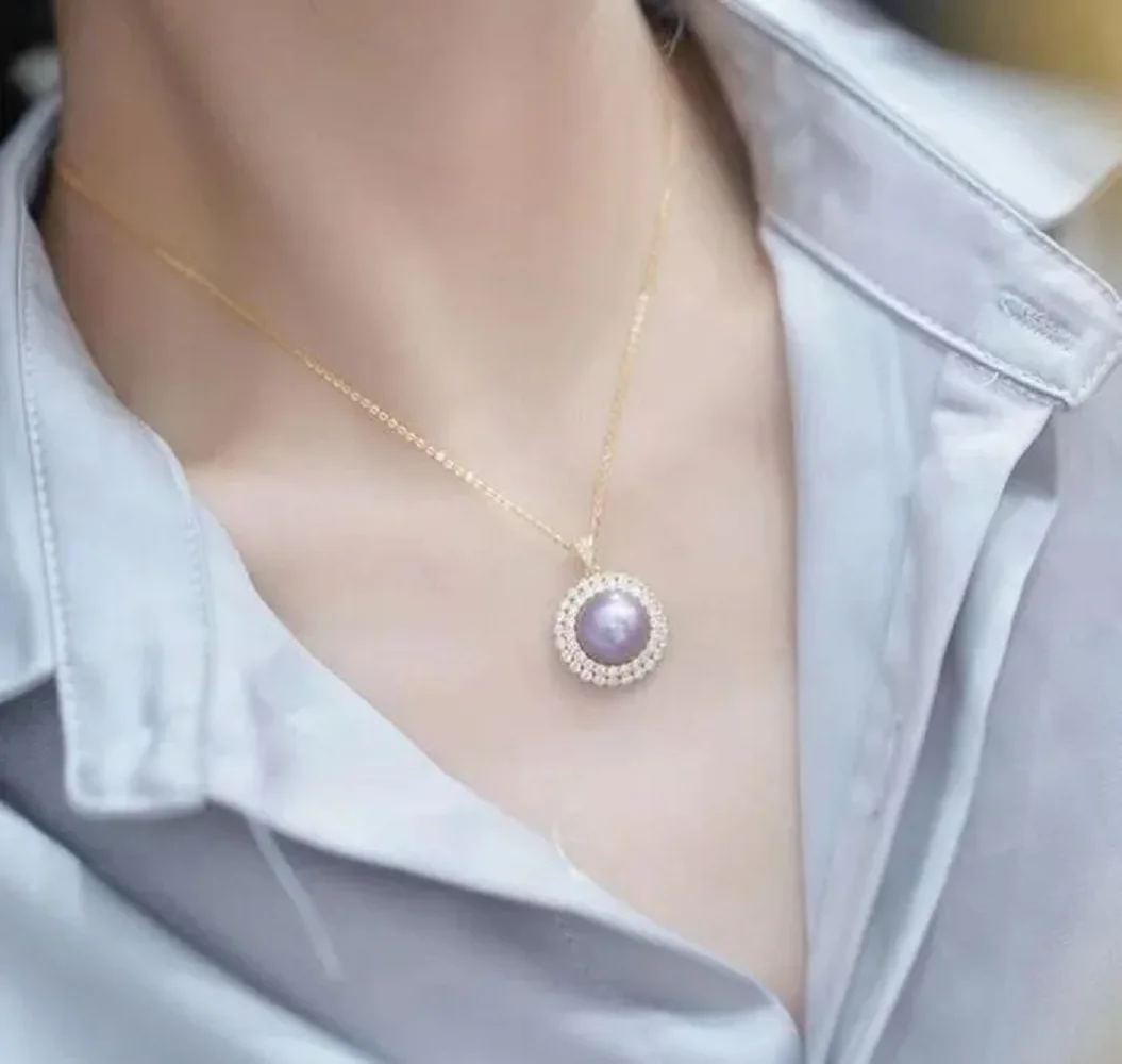 18 inch Giant AAA+12-13mm South  Sea Natural Purple Pearl Pendant Necklace  12-11mm  11-10mm  10-9mm