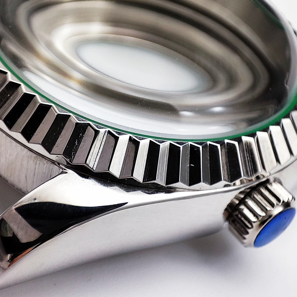 36MM Log Case Bubble Lenses Glass Watch Case + Stainless Steel Band Set Gear Suitable for 4R/NH36 Movement Watch Accessories