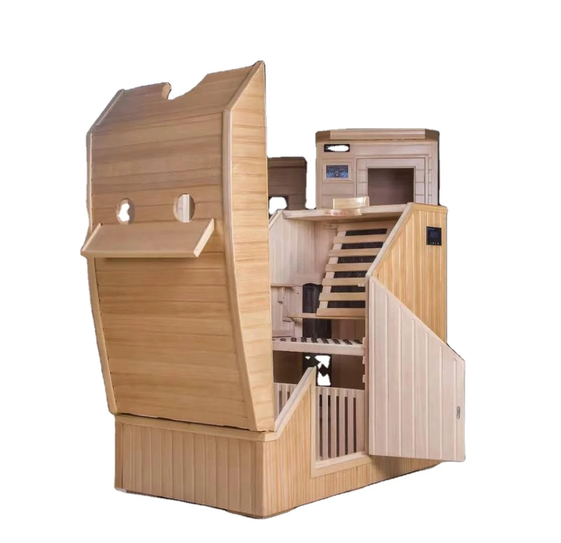 Best selling imported hemlock ozone far infrared half length Mini sauna room single fumigation cabin space capsule 1 person