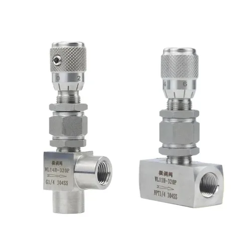 Imagen 2 del producto G 1/8 ""1/4"" 3/8 ""NPT 1/2 ""válvula de aguja de acero inoxidable 304 Micro controlador de válvula reguladora de flujo de medición para agua Gas aceite