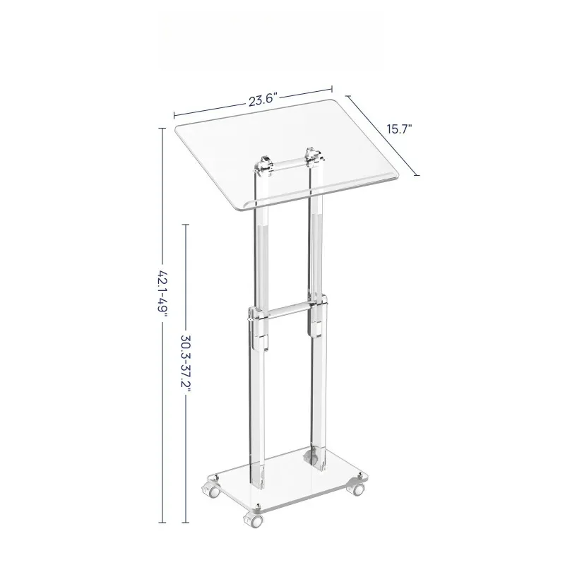 Acrylic Movable Podium Presiding Table Transparent Plexiglass Wedding Conference Table with Wheels