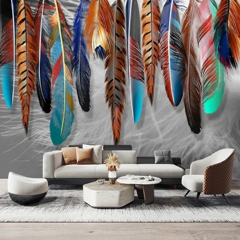Modern Creative Clear Feather Art Hand-Drawn Luxurious And Fashionable Romantic Silhouette Wall Sticker Decoration Background