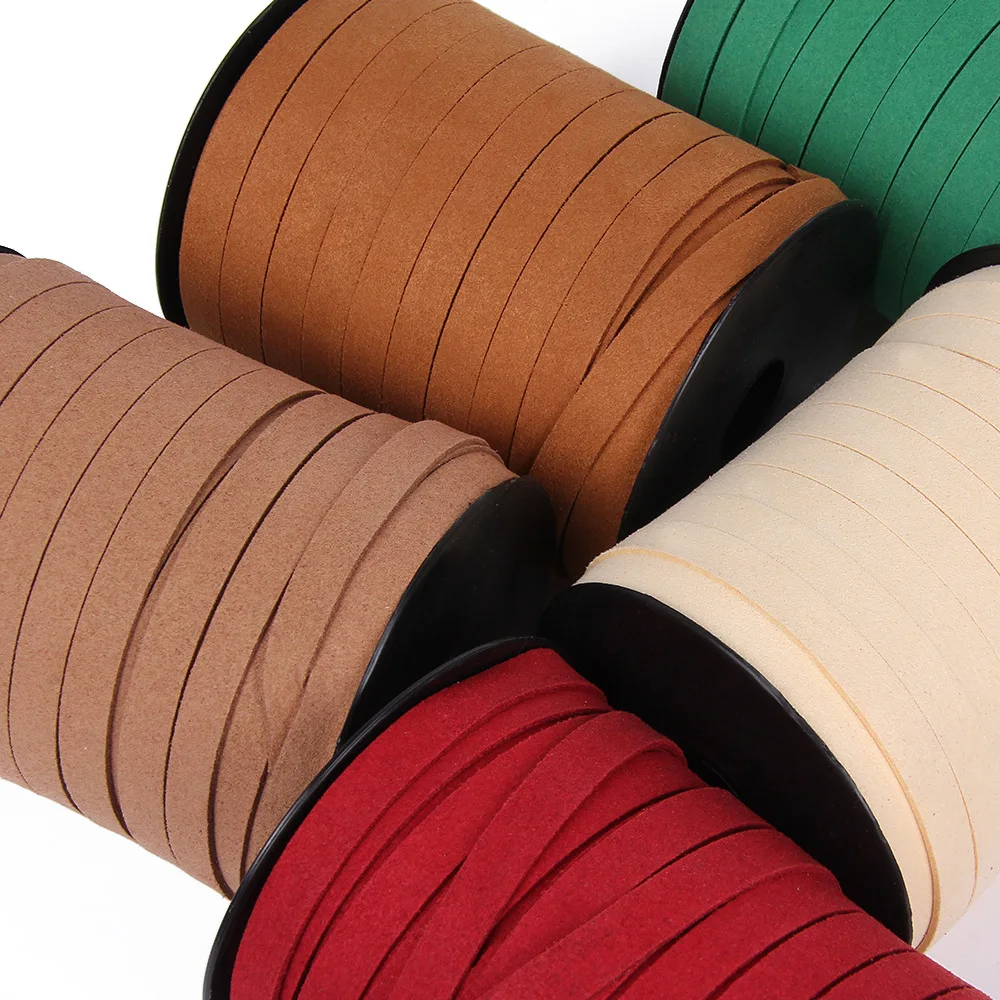 10mm 45m/Roll Korean Flat Faux Suede Braided Cord Leather Double-Sided Velvet Rope Belt For Jewelry Making DIY Handmade Bracelet