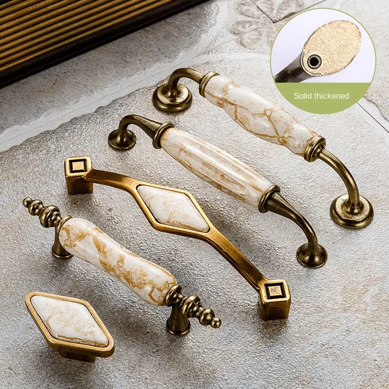 Antique Furniture Handles Marble Vein Knobs and Handles Ceramic Handles for Kitchen Cupboards Cabinet Door Knobs Drawer Pulls