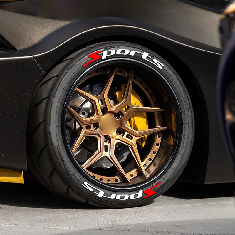 SPORTS Alphabet PVC Car Tyre Decals Tyre  Automotive Decorative Accessories Stylish Wheel Waterproof Stickers Adhesive-Free