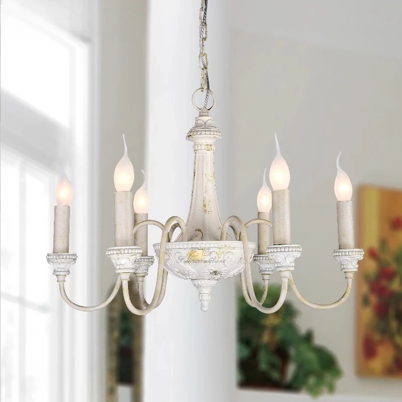 

Living room chandelier American creative carved candle light European simple dining room bedroom girl room lamp