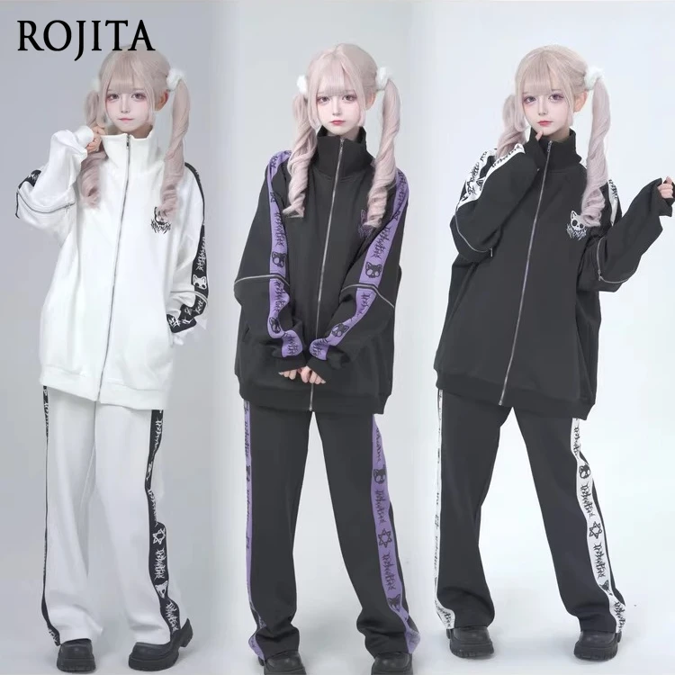 

Cat Printed Detachable Long Sleeve Jacket 2026 Spring New Japanese Style Anime Cute Subculture Top and Pants 2 Piece Sets Women