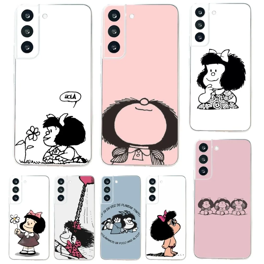 Cartoon M-Mafalda Phone Case For Samsung Galaxy A71,70,52,51,40,31,A50,30S,21S,03S,Note20ultra Transparent Cover