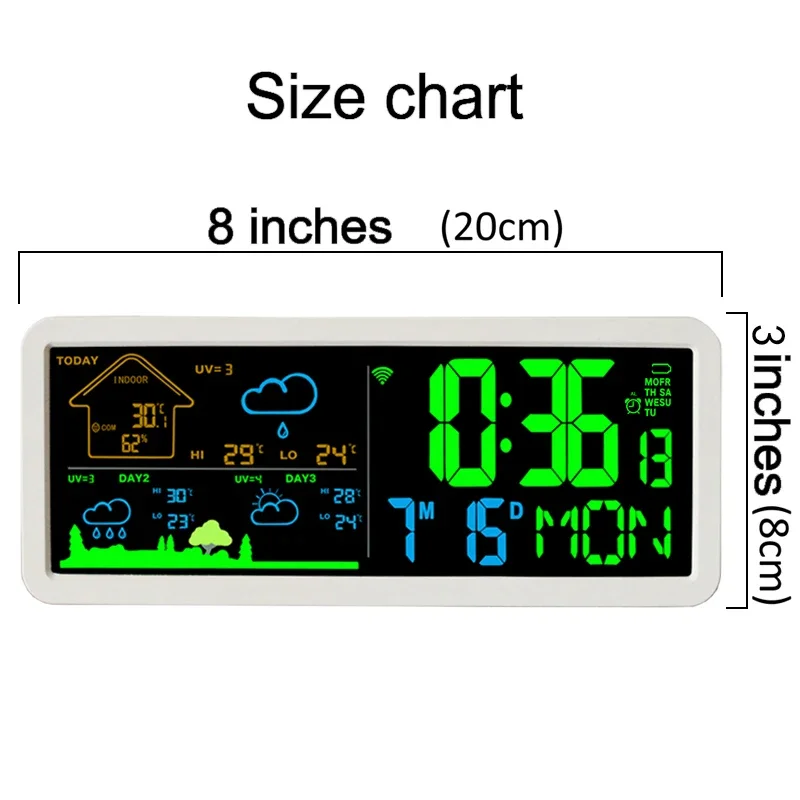 Smart Electronic Weather Forecast Alarm Clock with WiFi, Desktop Clock, and Pendulum-Type Temperature and Humidity Sensor