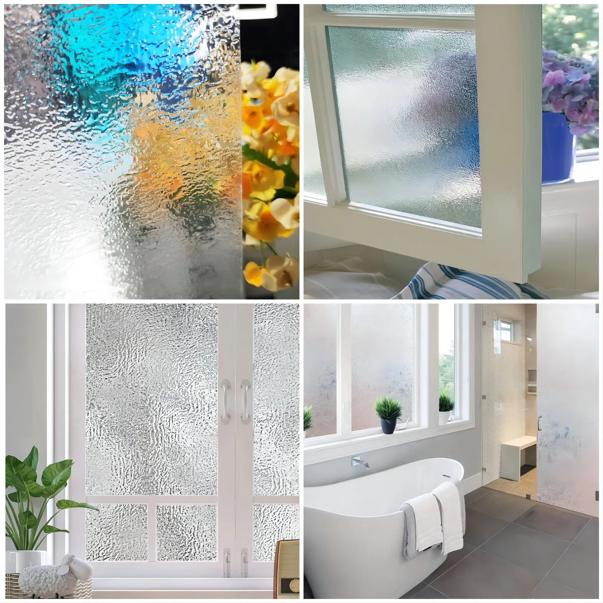 Glass Window Film Window Privacy Film Frosted Window Vinyl 3D Decorative Window Decals Non Adhesive Bathroom Living Room