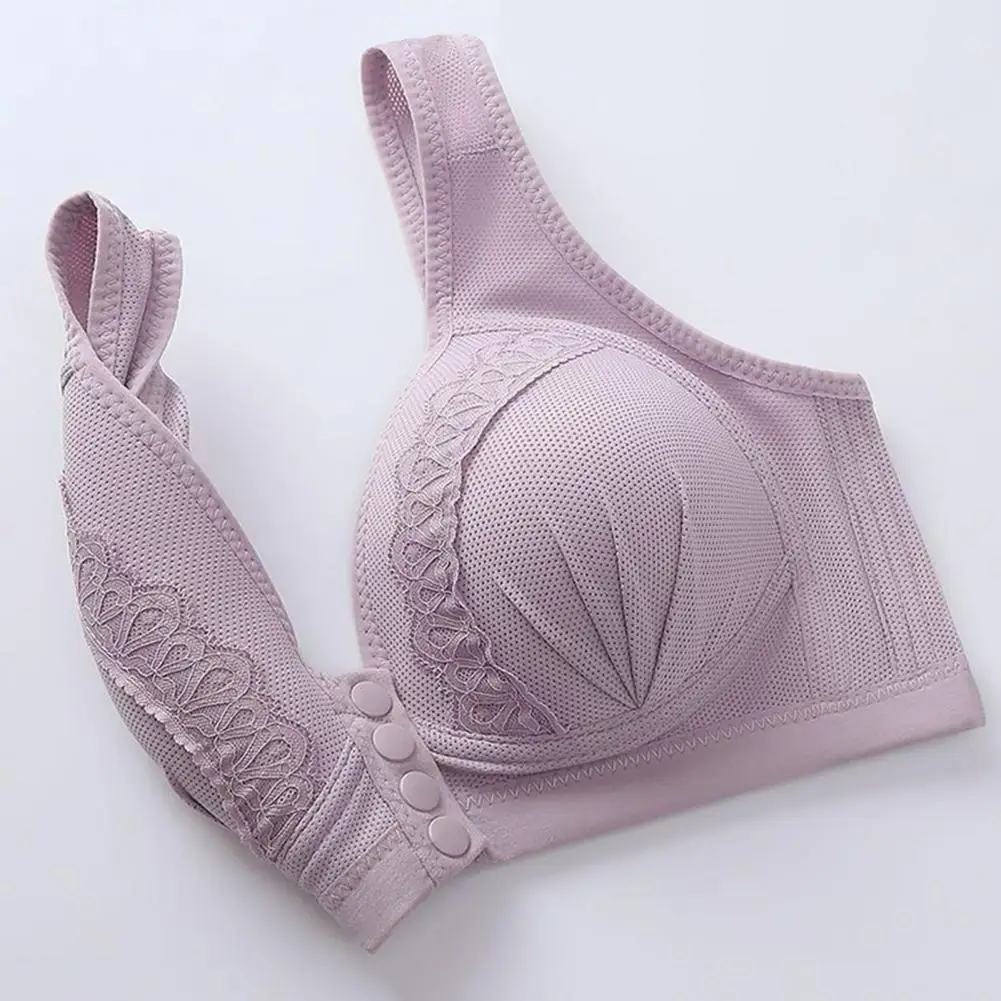 Nuevo sujetador de talla grande con hebilla frontal para mujer, Push up Sexy, copa fina ajustable, transpirable, cómoda, ropa interior para mamá de mediana edad