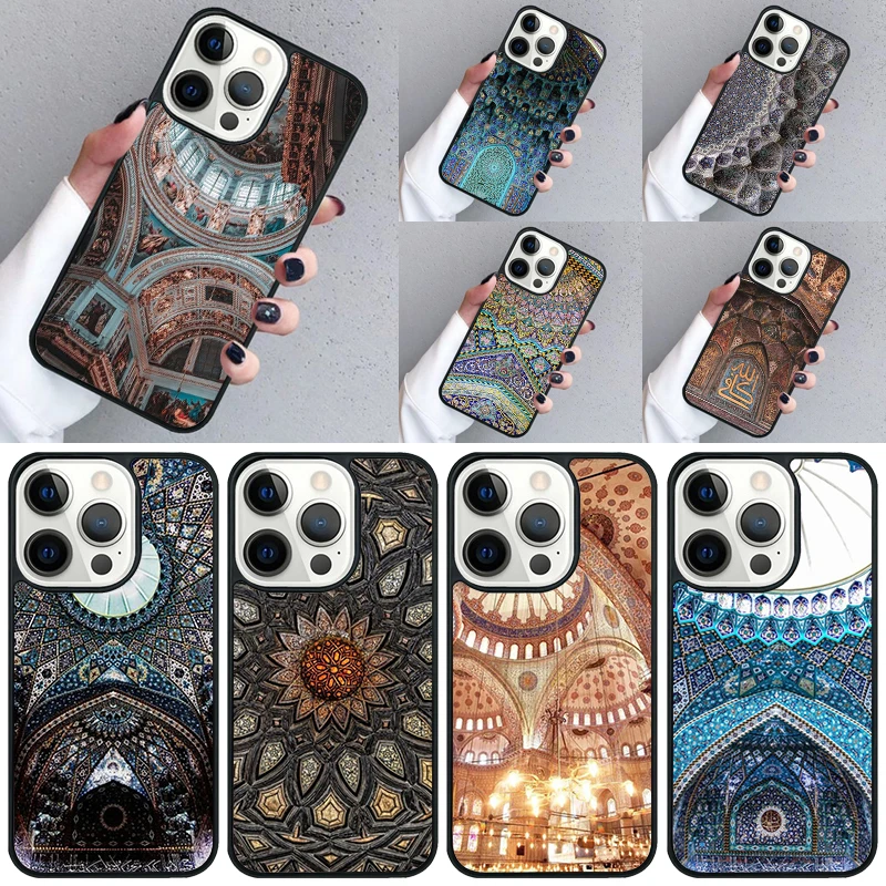 Islam Muslim Mosque Phone Case For iPhone 16 15 13 14 Pro Max 11 12 Mini Plus 2022 XR XS MAX Shell Cover coque