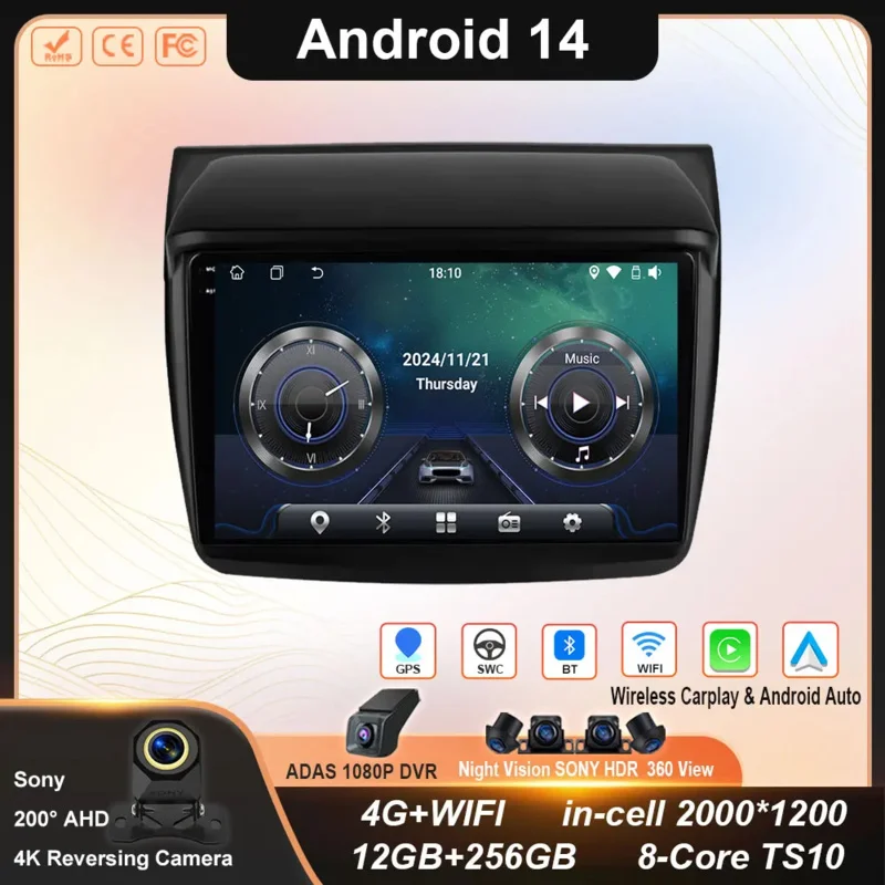 

Car Radio Android Auto For Mitsubishi Pajero Sport 2 L200 Triton 2008 - 2016 CarPlay GPS Stereo WIFI+4G QLED No 2 din 2din DVD