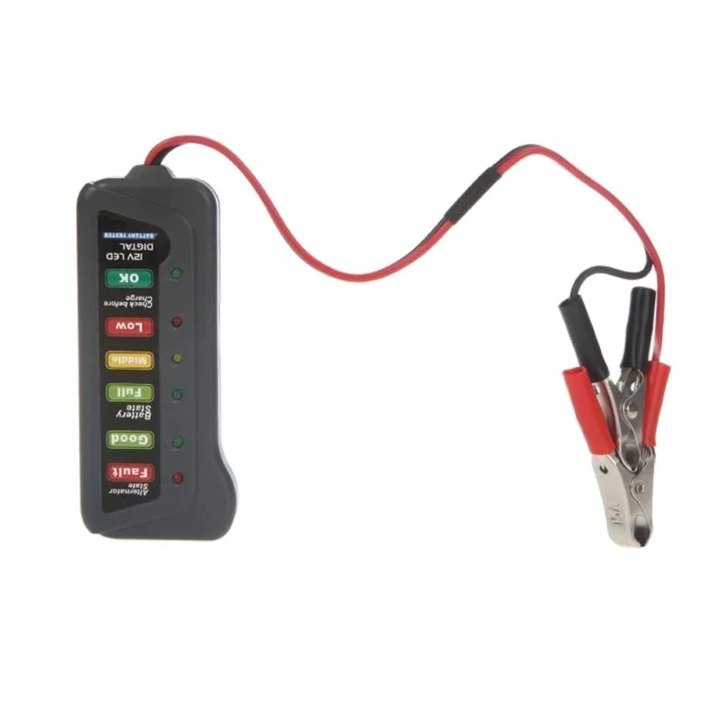 12V Digital Battery  Alternator Tester With 6-LED Lights Display Car Vehicle Battery Diagnostic Tool