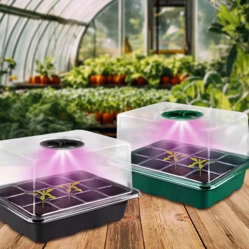 

12 holes seedling tray suit with LED grow lights seedling pot Timable adjustable brightness ventilation humidity Pallet box