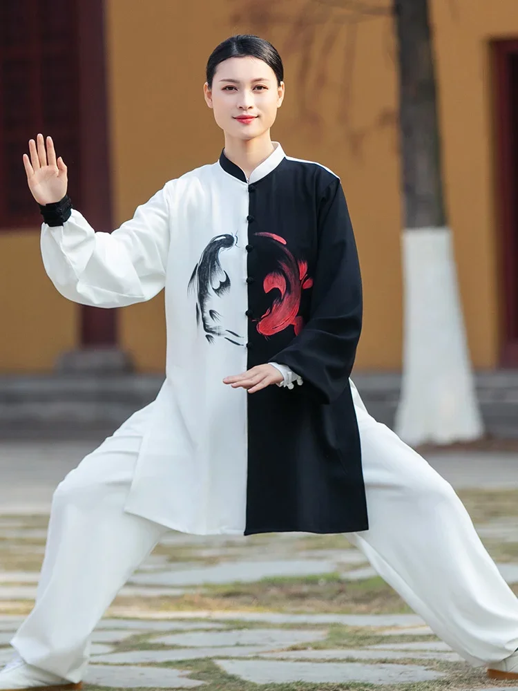 Unisex Tai Chi Uniforms Kung Fu Clothing Men Martial Arts Clothes Wu Shu Exercise Women Wear Sport Set Wrinkle Free Taichi Fish