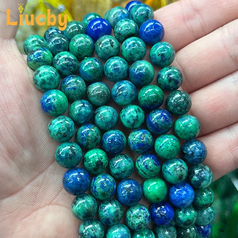 Natural Phoenix Blue Green Stone Round Beads for Jewelry Making DIY Earrings Accessories Bracelet 15' Wholesales 4/6/8/10/12/MM