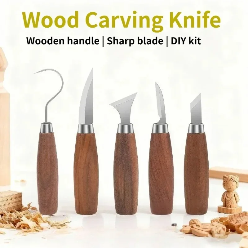 5pcs Wood Carving Tools Set Chisels Professional Woodworking Hand Tools