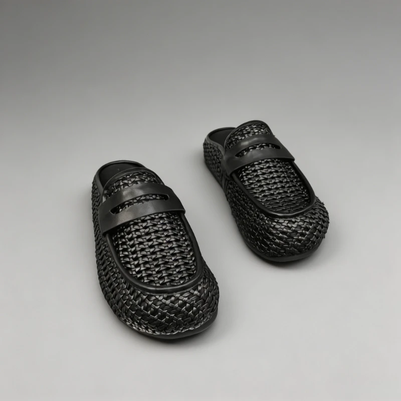 Luxury Texture Men   Mules 2026 Summer New Thick Wedge Platform Backless Loafers Breathable Casual Slip On Half Slide Slippers view 5