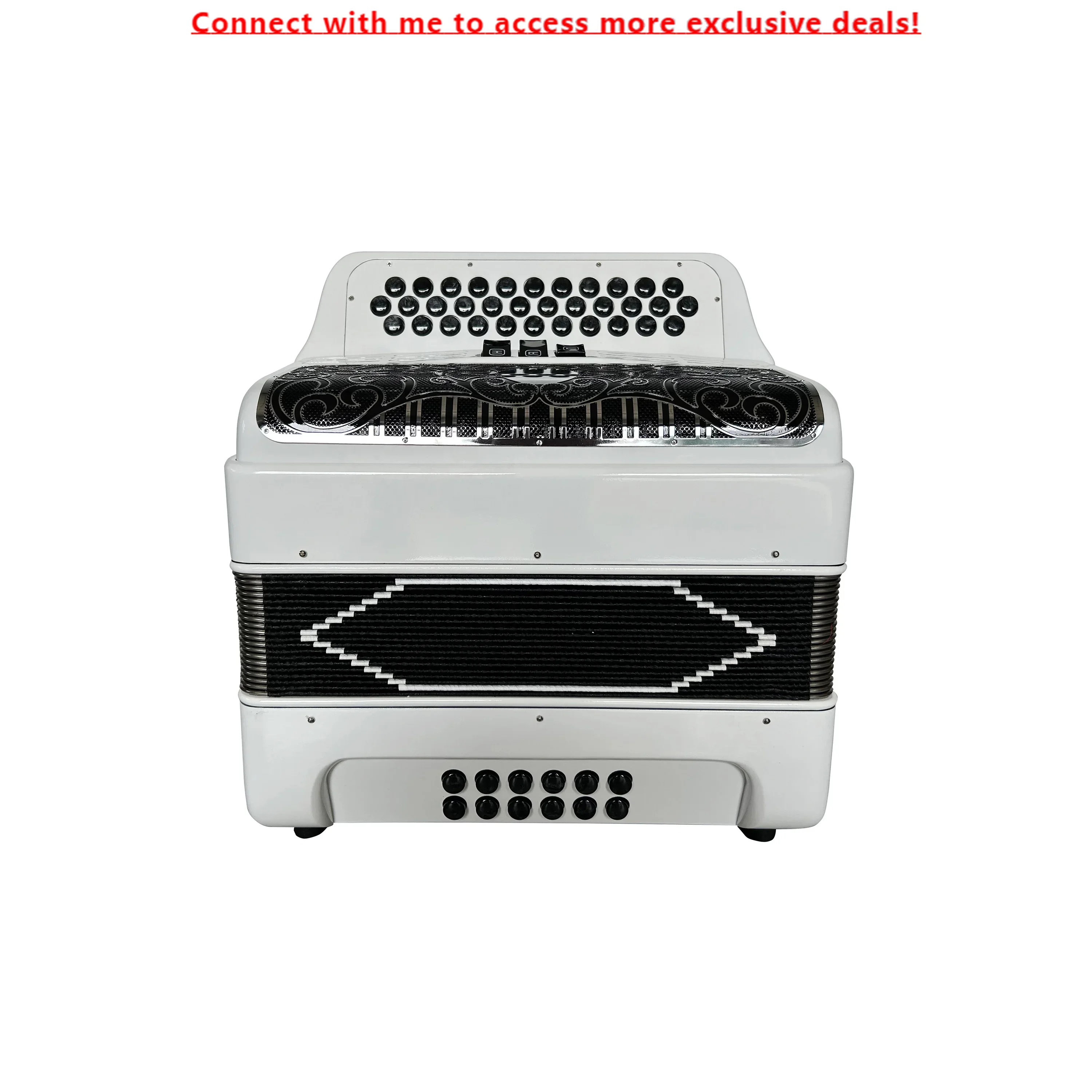

SEASOUND OEM 34 Buttons 12 Bass 3 Registers Bright White Accordion Black Silver Grill Black Buttons Accordions Musical JB3412C