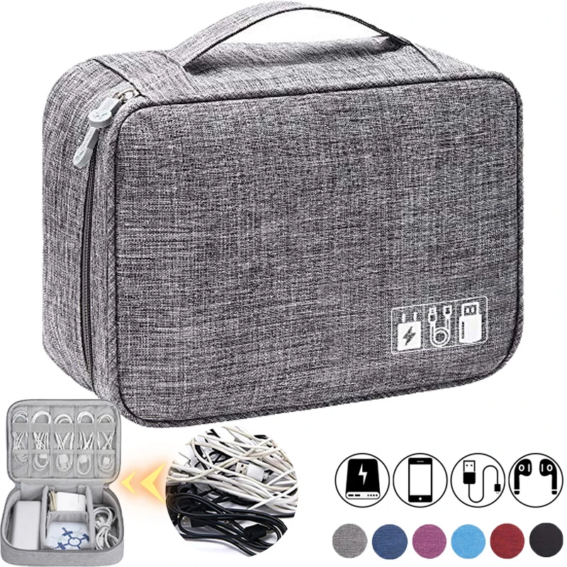 Travel Closet Organizer Case for Headphones Storage Bag Digital Portable Zipper Accessories Charger Data Cable USB Cosmetics