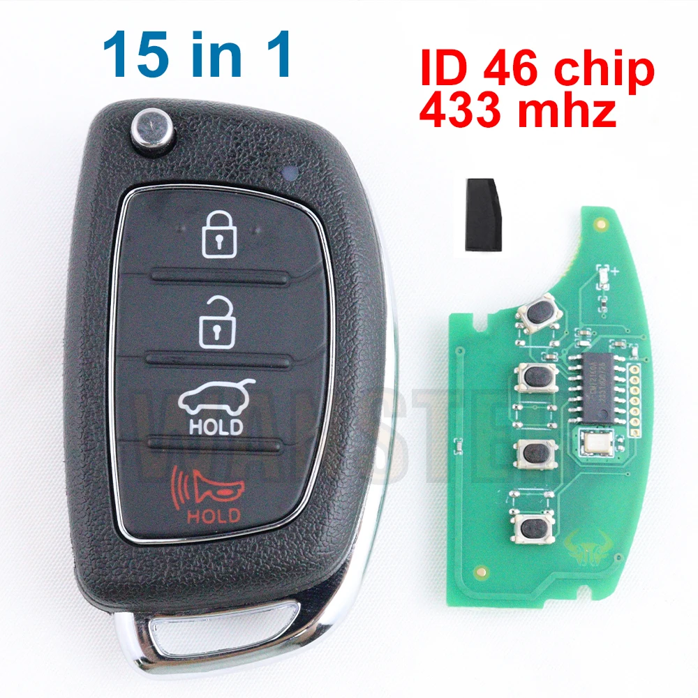 315/433Mhz ID46 Chip 4 Bottons Car Key Fob Shell for Hyundai Elantra Accent Ix35 IX45 I30 Solaris Tucson I20 Santa Fe Sonata