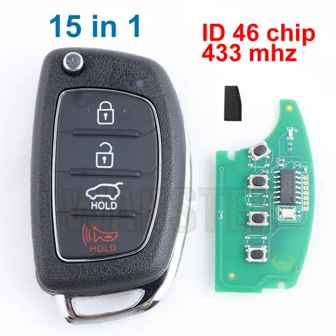 현대 엘란트라 엑센트 Ix35 IX45 I30 솔라리스 투싼 I20 산타페 소나타용 자동차 키 포브 쉘, ID46 칩 4 버튼, 315 Mhz, 433Mhz