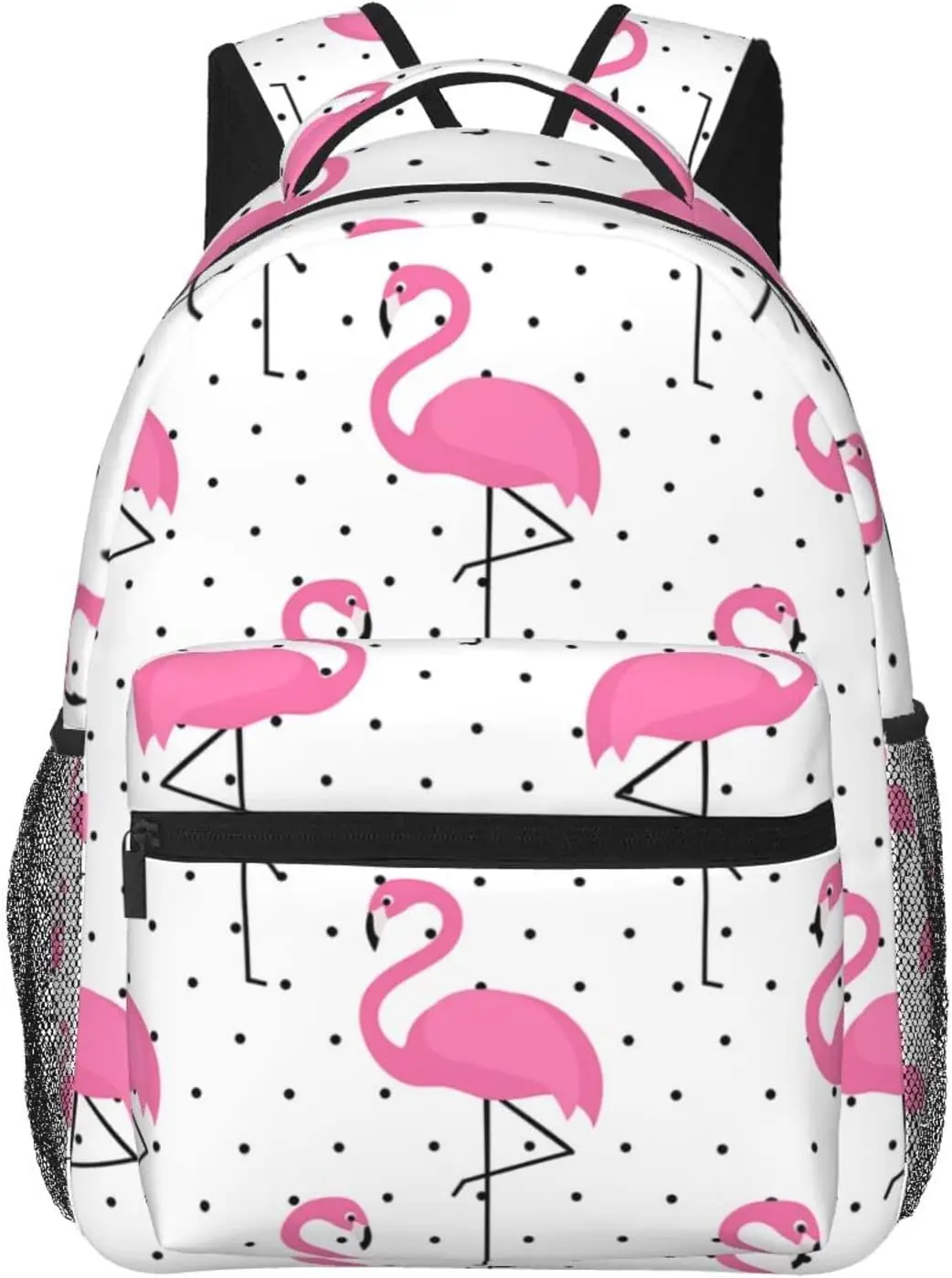 Pink Flamingo Pattern Dots Stylish Casual Backpack Purse Laptop Backpacks With Multiple Pockets Computer Daypack Work Business