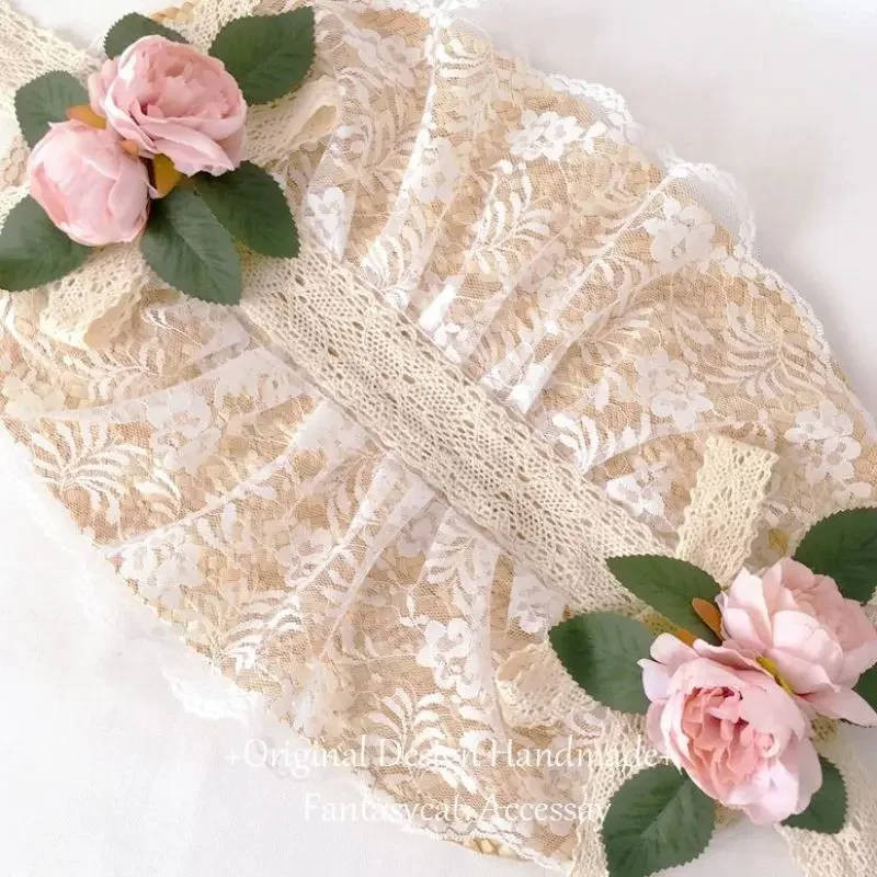 Lolita Girls Eleganckie koronkowe kwiaty Słomkowy kapelusz Tea Party Beanie