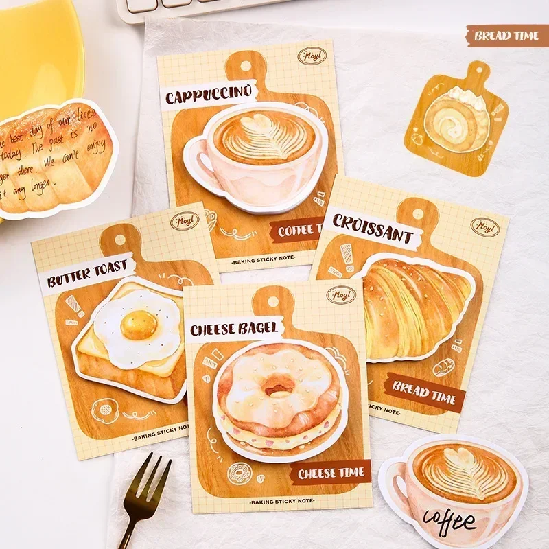 30Pcs Sticky Notes, Delicious Sticky Notes, Cute Kawaii Shaped Sticky Notes, Pudding Coffee Notepad Office Accessories